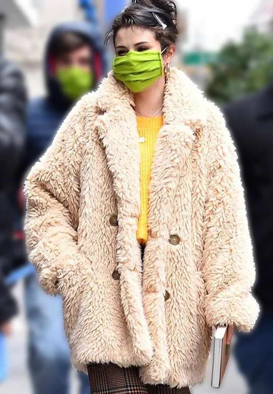 Selena Gomez Only Murders in the Building Fur Peacoat
